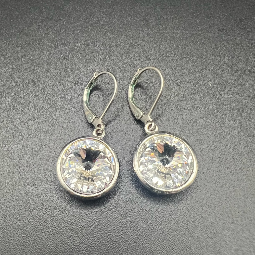Illuminaire Crystal Dangle Earrings Silver Tone